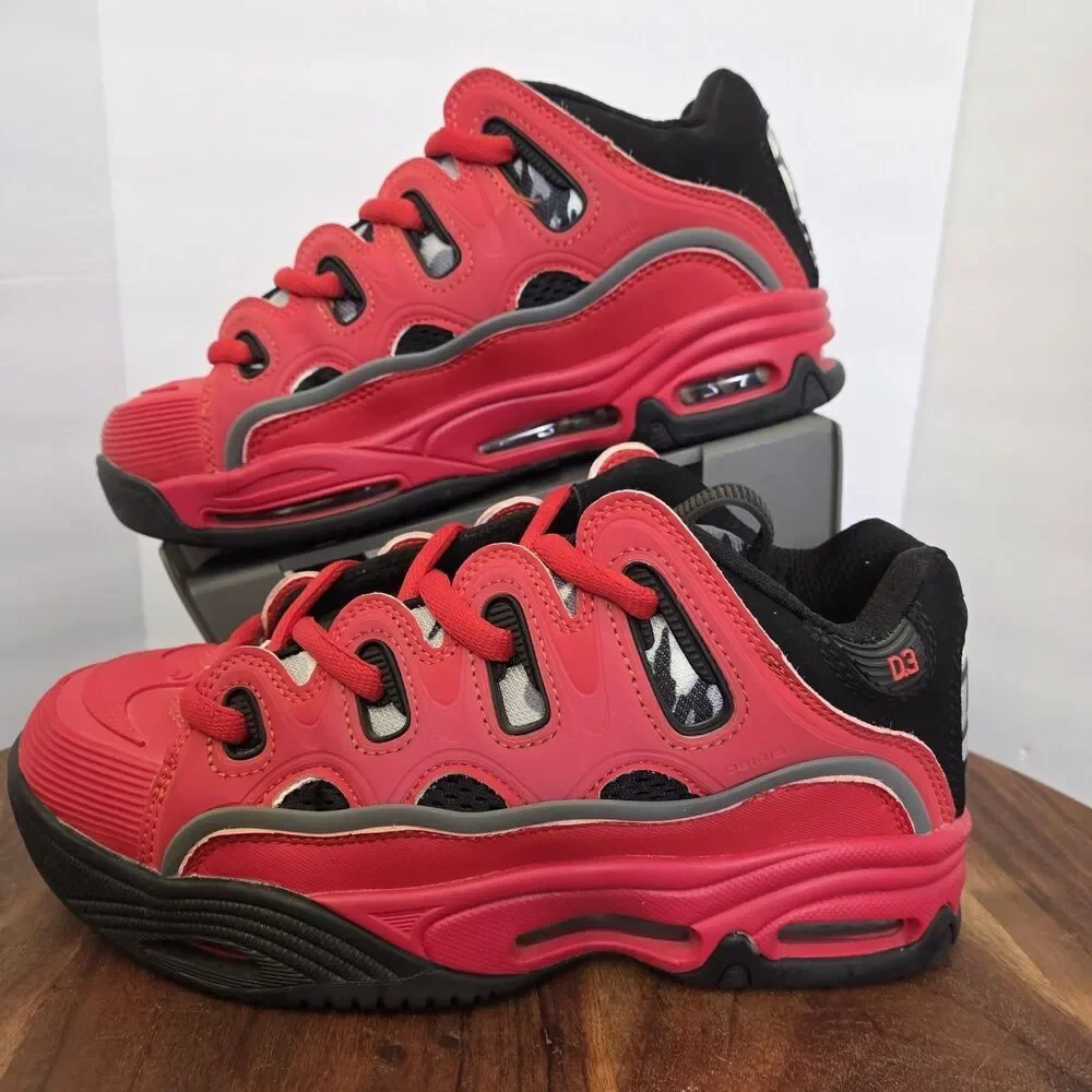 RARE Osiris D3 2001 Skateboard Shoes Women’s 7.5-8 Red w/Black/Gray Camo EUC
